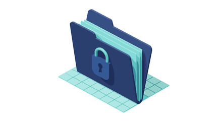 Secure document storage concept vector illustration in modern flat style for digital privacy design