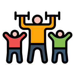 Group Workout icon vector image. Can be used for Fitness.