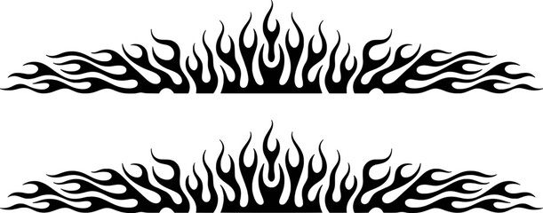 Black tribal flames decorative border fire white