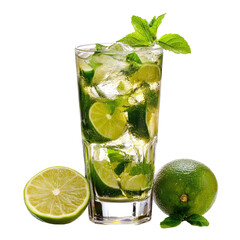 Refreshing Mojito Cocktail With Lime And Mint Isolated On Transparent Background