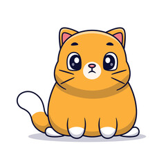 Cute Cat Fat Sitting Cartoon Vector Icon Illustration. Animal Nature Icon Concept Isolated Premium Vector. Flat Cartoon Style