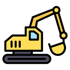 Excavator icon vector image. Can be used for Construction Vehicles.
