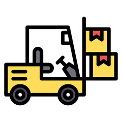Forklift icon vector image. Can be used for Construction Vehicles.
