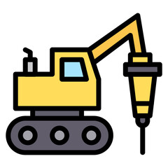 Rock Breaker icon vector image. Can be used for Construction Vehicles.