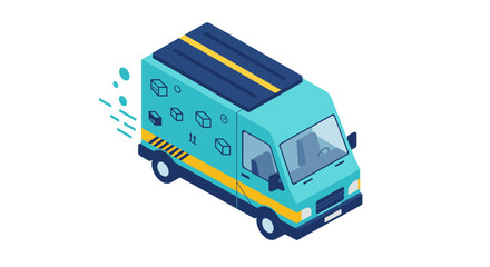 Delivery truck vector illustration in isometric style for logistics and transportation design