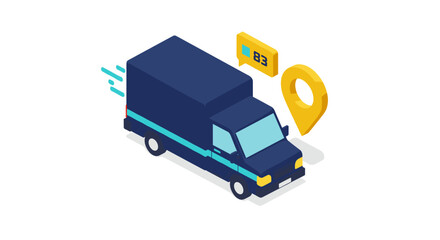 Delivery truck icon vector illustration for logistics and shipping isometric design
