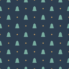 Beautiful Christmas trees vector seamless pattern. Colorful xmas card. Happy New Year design for background, greeting card, wrapping paper, fabric, textile, wallpaper, stationery.