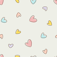 Heart shape vector hand-drawn cute seamless pattern. Love vector. Valentine's Day theme for wallpaper, clothing, wrapping, fabric, stationery, and phone cases.