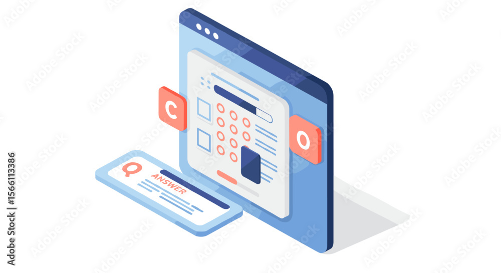 Wall mural modern user interface icons in isometric style vector illustration for digital design