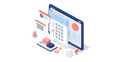 Online voting system isometric vector illustration for digital election concepts