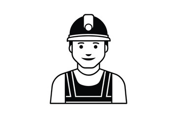Construction Worker in Safety Helmet Silhouette