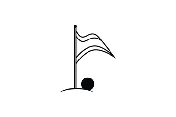 Golf Flag on Green Silhouette Illustration for Sports and Recreation