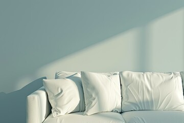 Vibrant Picture of a Living Room with a White Couch and a White Picture Frame