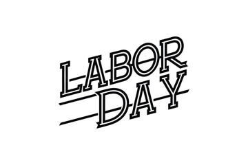 Bold Labor Day Typography with Double Outline Silhouette