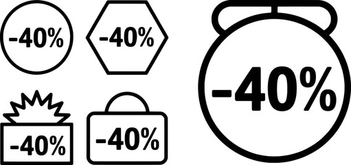 Discount sale tags with percentage off vector