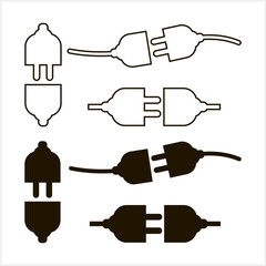 Plug icon isolated Electric connected clipart Stencil vector stock illustration