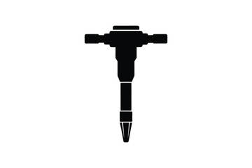 Hydraulic Breaker Tool Silhouette Illustration on White Background