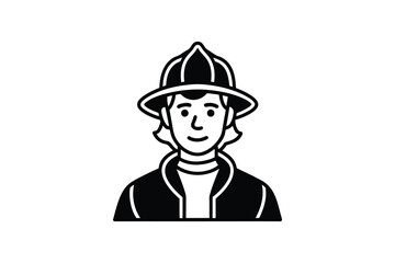 Firefighter Portrait with Helmet in Black and White Silhouette