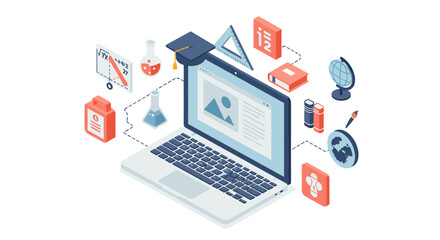 Academic technology and education tools vector illustration: flat design for learning and study concepts