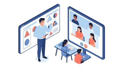 Virtual learning environment vector illustration – online education concept in flat design for digital and print media