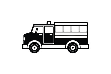 Simple Black and White School Bus Silhouette Isolated on White Background