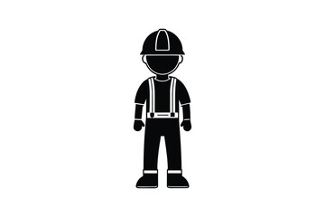 Construction Worker Silhouette with Hard Hat and Safety Vest Silhouette