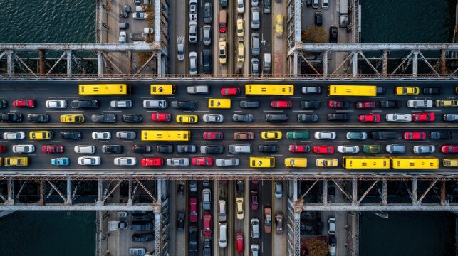 City road congestion aerial view - Powered by Adobe