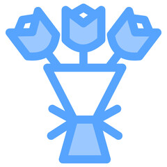 Bouquet   Flat Blue Icon