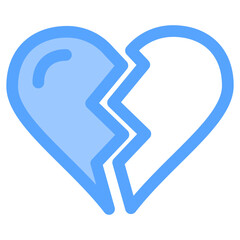 Broken Heart   Flat Blue Icon