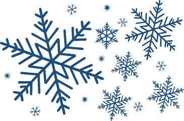 Digital Illustration of Various Blue Snowflakes for Winter Designs. High Quality Digital Illustration of Blue Snowflakes for Creative Projects. Beautiful Digital Illustration of Various Blue Snowflake