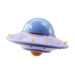 A 3d purple spaceship isolated on transparent background