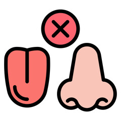 Loss of Taste or Smell icon vector image. Can be used for Allergy Symptoms.