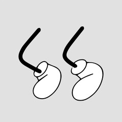 Cartoon feet in shoes. Comic retro feet in various poses, cute character mascot feet in boots, standing, walking, running, jumping. Vector set. Isolated footwear