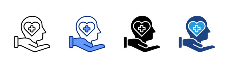 Fototapeta premium Mental Support icon sheet multiple style collection