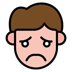 Worried icon vector image. Can be used for Human Emotions.