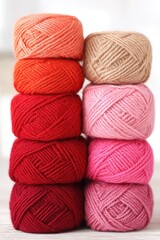 Colorful Wool Balls Neatly Stacked and Organized