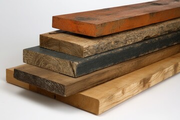 Stacked Rustic Wooden Planks for Construction Design