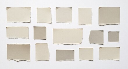 Collection of Torn Beige Paper Pieces