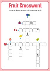 Fruit crossword game template illustration
