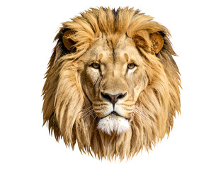 A powerful male lion with a captivating stare and a glorious mane embodies strength and wild beauty.
