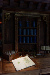 old apothecary's shop with natural medicine utensils