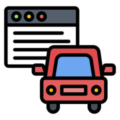 Online Driver Test icon vector image. Can be used for Driving School.
