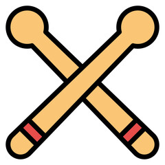 Drumsticks icon vector image. Can be used for Rock and Roll.