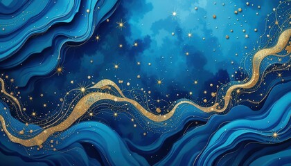 Create beautiful computer monitor backgrounds with stunning blue and gold abstract design