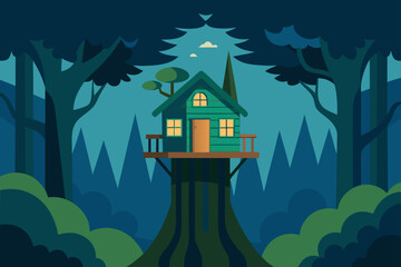magical treehouse hidden in the woods