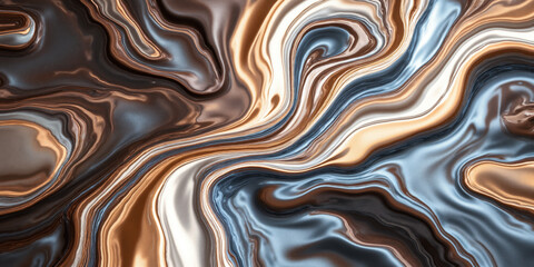 Mocha Mousse with Icy Blue and Platinum Fluid Waves with Metallic Finish Mocha mousse blended with icy blue and platinum