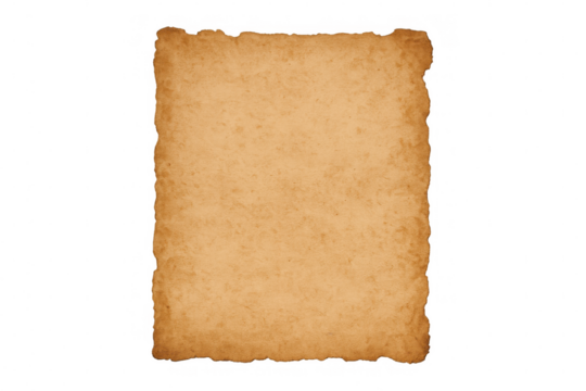 Aged paper texture with burnt edges creates vintage or antique effect, perfect for historical or retro designs on transparent background - Powered by Adobe