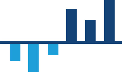 Growth bar icon. Vector logo of an increasing chart. Business statistics and data analysis symbol. Represents business growth, profit increase, and progress with upward arrow and bar chart elements.