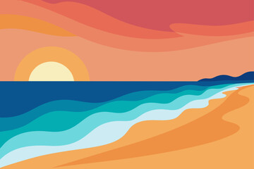 waves gently crashing on sandy shore at sunset