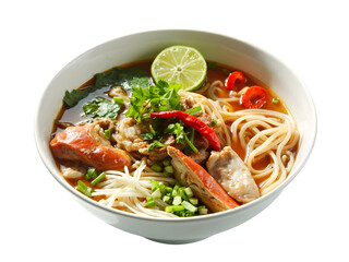Northern Vietnamese Food - Crab Rice Noodles Combo from Hanoi against a white background

